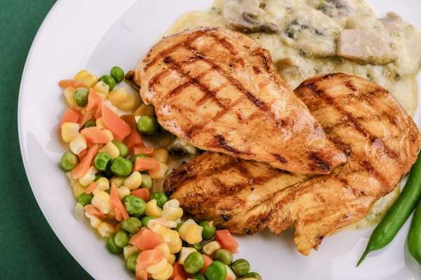 Grilled chicken with greens